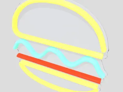 Neon Sign Burger Low-poly 3D model