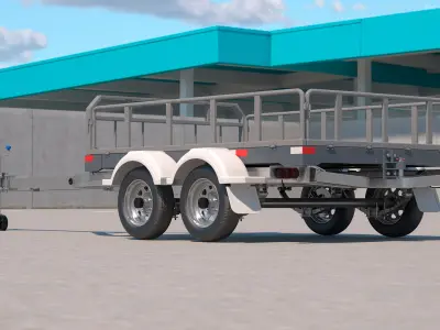 Utility Trailer with Railings 3D model