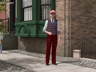 Elderly Man in Casual Wear and Trump Hat 3D model
