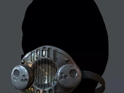 Gas mask helmet 3d model scifi Low-poly 3D model