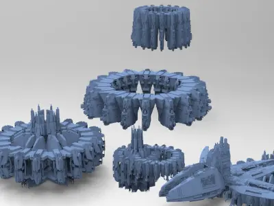 Sci-Fi dark Platforms 6 Monoliths 3D model