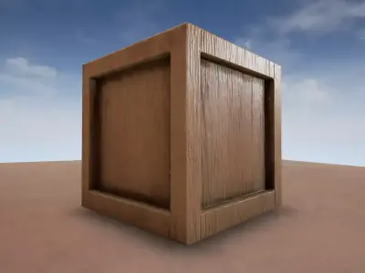 Realistic Crate wooden cube Low-poly 3D model