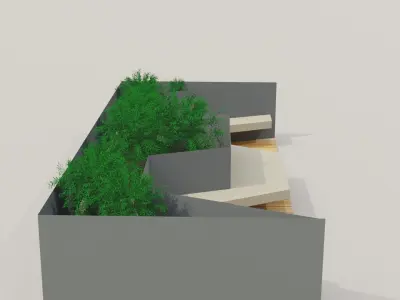 Street bench with plant  3D model