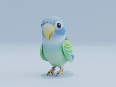 Parrot Parakeet Cute Low-poly 3D model