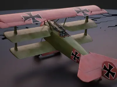 Fokker Dr1 - ww1 Red baron 3D model