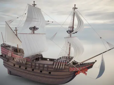 PBR Medieval Ship Collection Low-poly 3D model