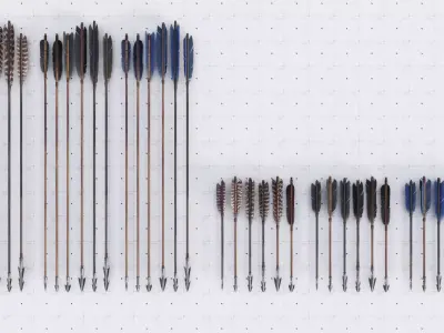 Arrows and Bolts 36 Types 3D AssetKit Free low-poly 3D model