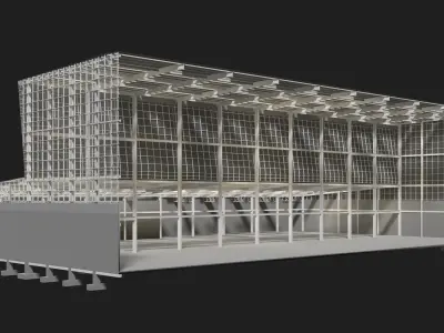 Factory building in section cut 24ZZ37 3D model