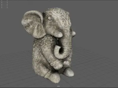 SITTING ELEPHANT Low-poly 3D model