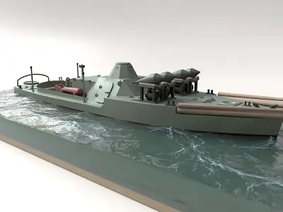 Old Small Armored River MineSweper 4 variants 3D print model