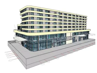 Hotel in Revit 3D model