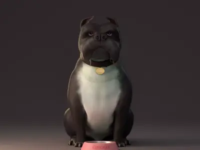 Dog 3D model- American Bully Free 3D model