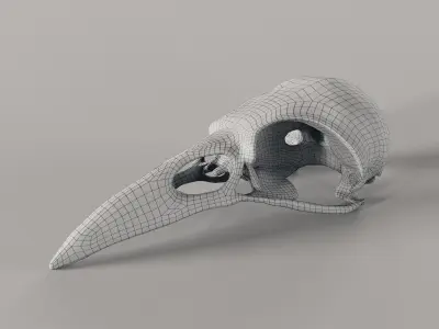 crow skull - bronze 3D model