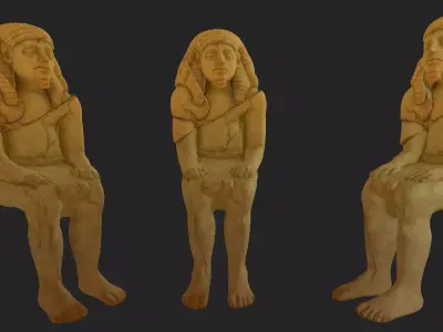 Pharaoh ancient egyptian statue Low-poly 3D model