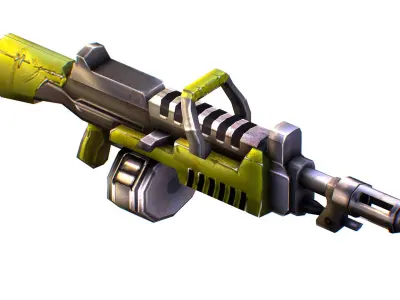 Low Poly Sci-Fi Cartoon Assault Heavy Machine Gun Low-poly 3D model