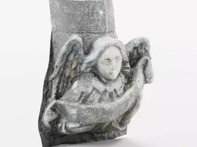 Stone Angel Statue - Church Doorway Ornament Photo-Scan Low-poly 3D model