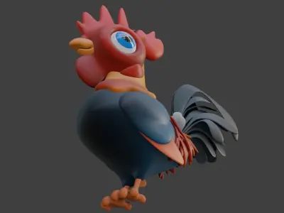 Cartoon Rooster 3D model