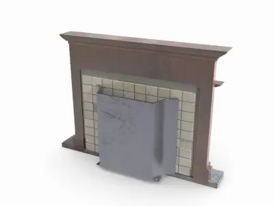 Fireplace with fire place Free 3D model
