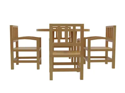 table four chairs and Free low-poly 3D model
