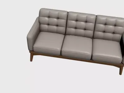 Modern Straight Sofa Premium Upholstered Seating for Interior 04 Free 3D model