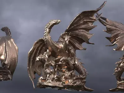 Great Wyvern Arthurian Dragon Statue 1 3D model
