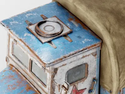 Post-apocalypse battle car truck da1 Low-poly 3D model