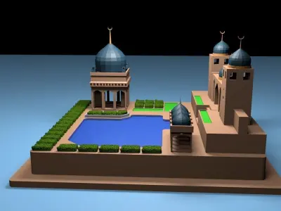 Arabic Eastern Islamic Palace with Masjid 3D model