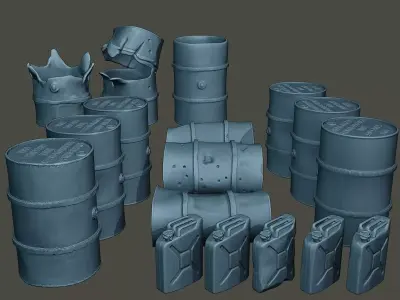 ww2 German Fuel drums and fuel tanks Pack 3D print model