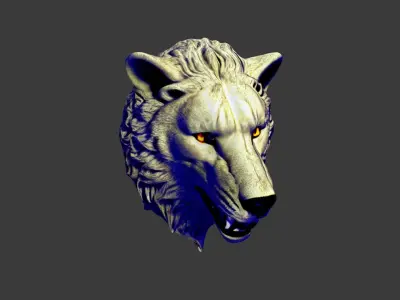 Wolf Animal Head Low-poly 3D model