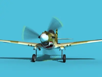 Curtiss P-40B Warhawk V05 USAAF 3D model