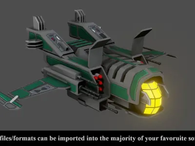 Sci-Fi  Fighter Ship v3 -  Low Poly - Game ready - PBR Low-poly 3D model