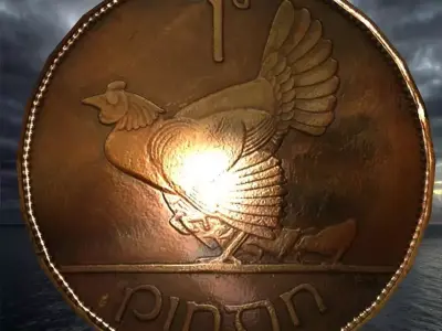 Ireland penny Low-poly 3D model