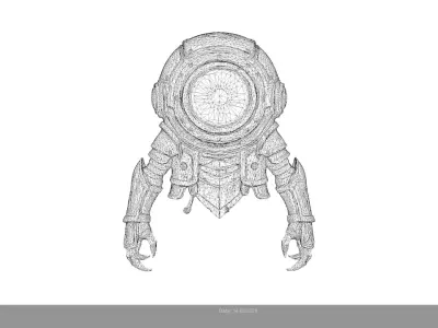 Low Poly Stylized Armored Ghost Eye - PBR Low-poly 3D model