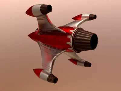 Retro Spaceships Pack Low-poly 3D model