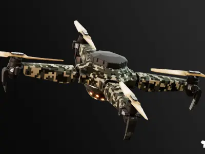 Military Drone - Rigged and BP Controllable Low-poly 3D model