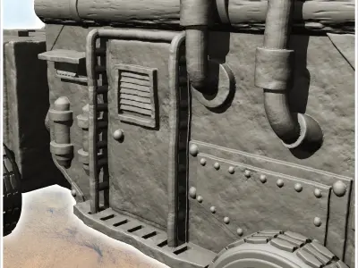 Sci-Fi all-terrain truck for wood transport with four wheels -1- 3D print model