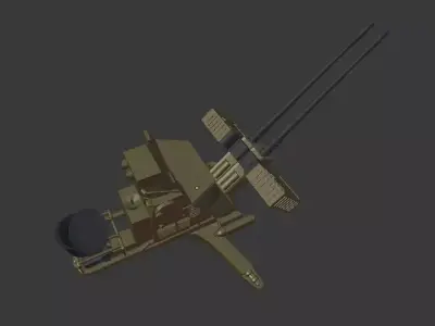 20 mm oerlikon cannon world war 2 cannon Low-poly 3D model