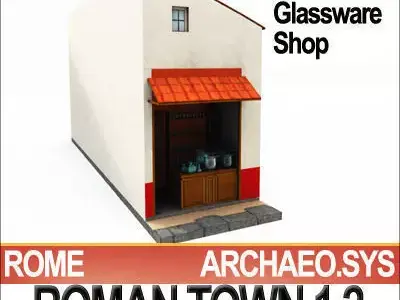 Roman Town Glassware Shop 1 2 Low Poly 3D model