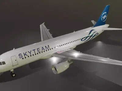 Skyteam Airbus a320-214 low poly 3D Model  Low-poly 3D model