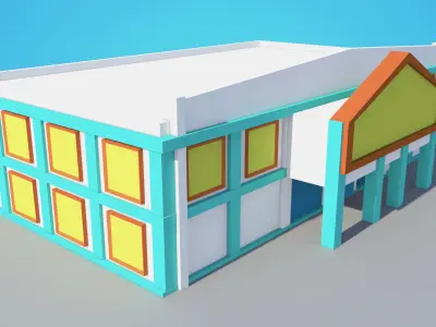  4 Shop Mall Model Collection Low Poly Low-poly 3D model