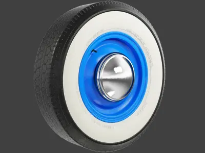 Retro Car Wheel V2 3D model