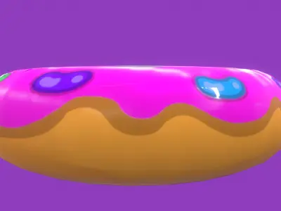 Stylized Crimson Donut Pet Bed-Cartoon 3 D model-Dogs and Cats Free low-poly 3D model