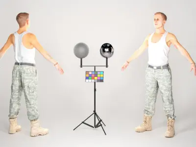 Fully equipped American soldier in ACU uniform with props 20   Low-poly 3D model