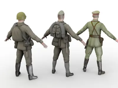 infantry USSR soldier Low-poly 3D model