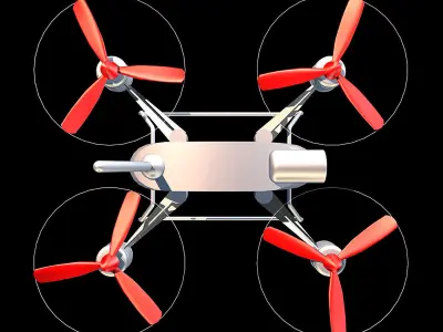 Quadrocopter drone with propellers 3D model