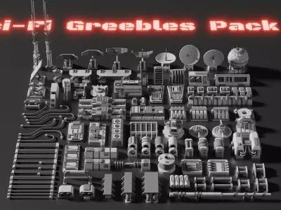 Sci Fi Greebles Pack 4 Free 3D model