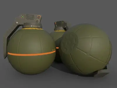 Sci-Fi Grenades-Mines Low-poly 3D model