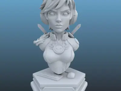 Cyber-Dragon Valkyrie - Tactical Female Warrior Bust PM-19 3D print model