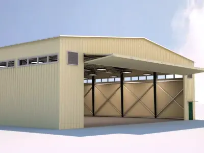 aircraft hangar Low-poly 3D model