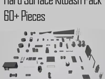 Hard Surface Kitbash Pack - 60 Objects Low-poly 3D model